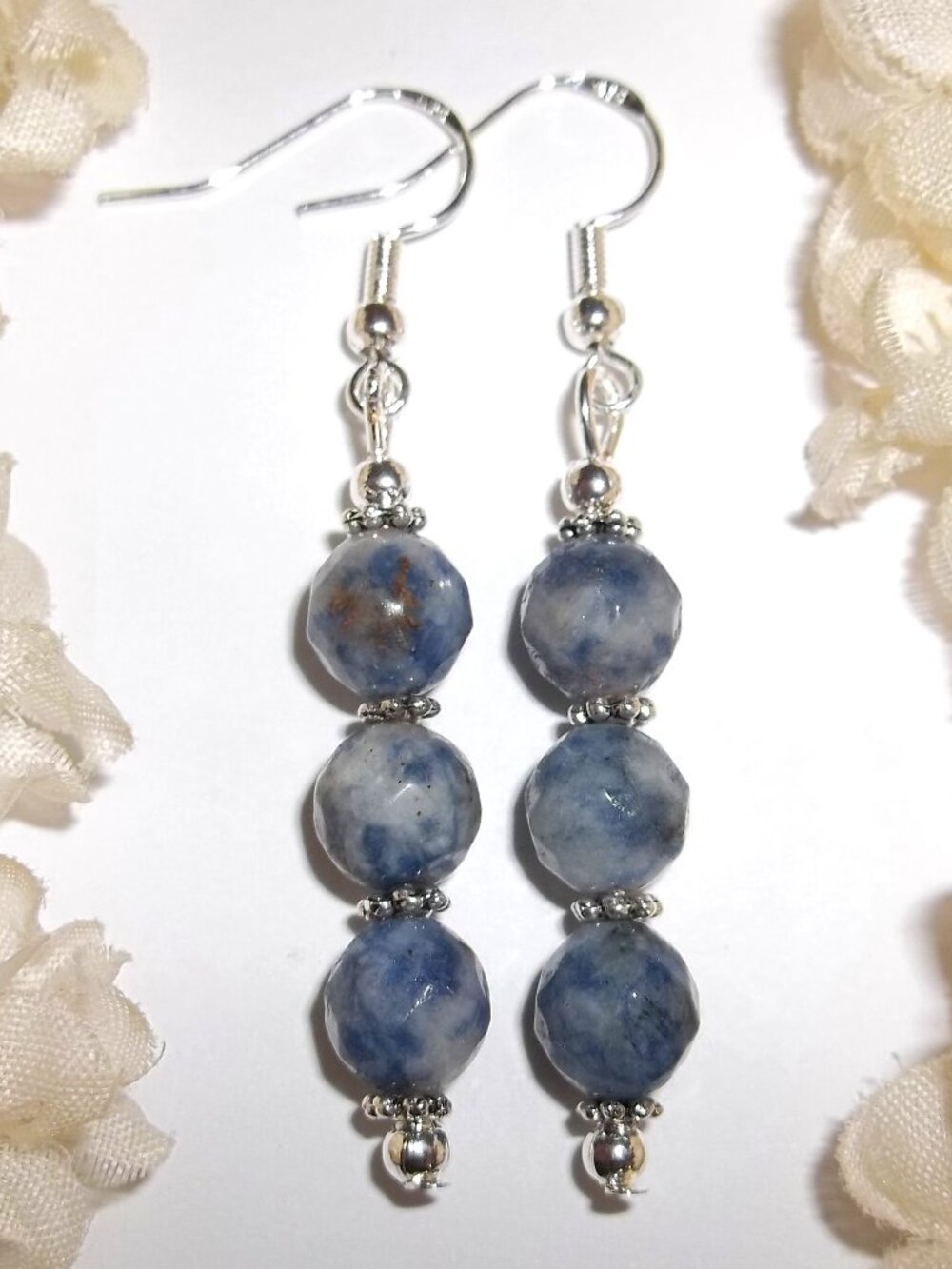 Sodalite Earrings Blue Silver Dangly Drop Jewelry Gift Idea for Her Woman D9141